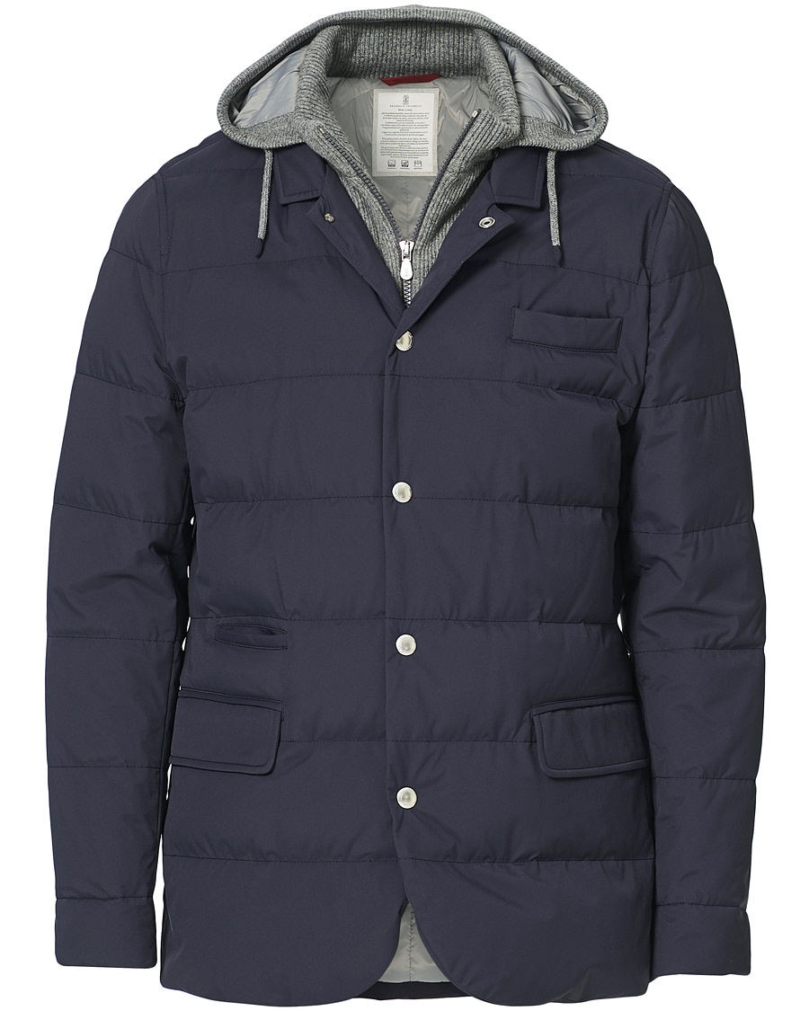 Brunello Cucinelli Cashmere Lined Hooded Jacket Navy Brunello Cucinelli Cashmere Lined Hooded Jacket Navy