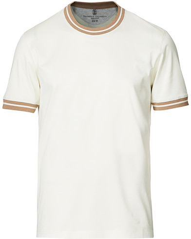 Brunello Cucinelli Contrast Collar T-Shirt White/Beige