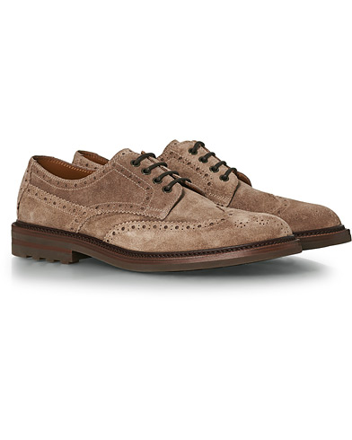 Brunello Cucinelli Longwing Brogue Taupe Suede