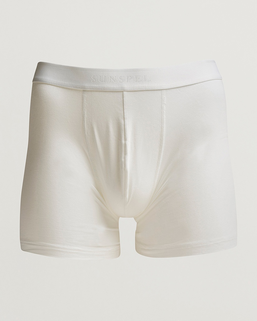 Sunspel Long Leg Cotton Stretch Trunk White – Hvit