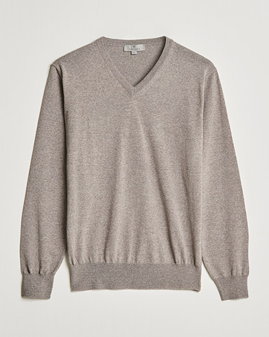 Herre | Pullovers v-hals | Canali | Merino Wool V-Neck Beige