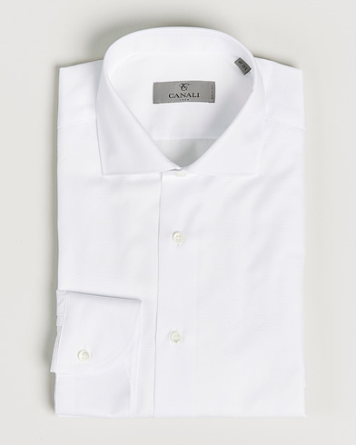 Herre | Quiet Luxury | Canali | Slim Fit Cotton Shirt White