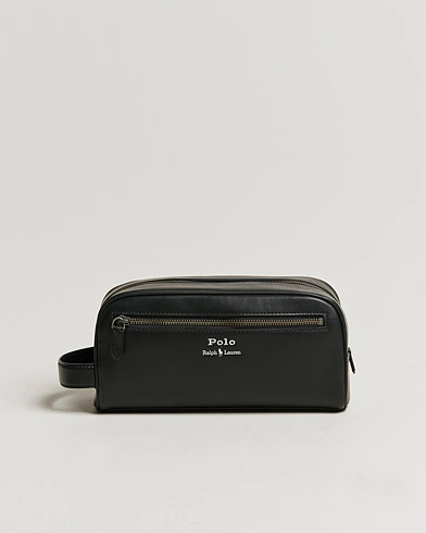 Herre | Toalettmapper | Polo Ralph Lauren | Leather Wash Bag Black