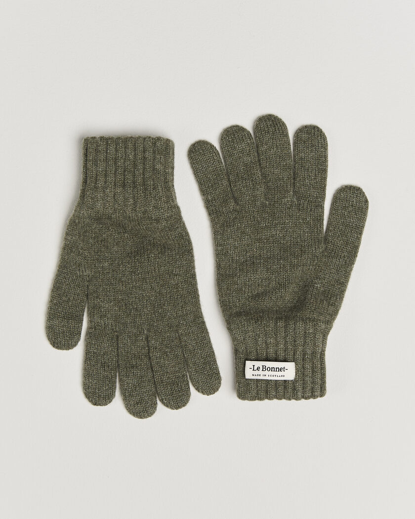 Le Bonnet Merino Wool Gloves Croco – Grønn