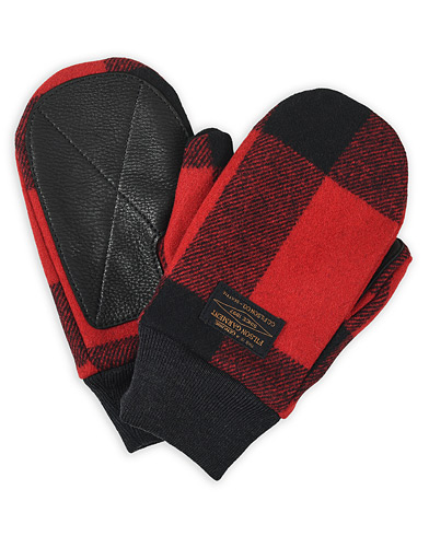  |  Leather Palm Mackinaw Wool Mittens Red/Black