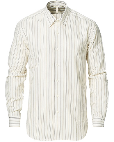Herre |  | Sunflower | Dan Striped Cotton Shirt Off White 