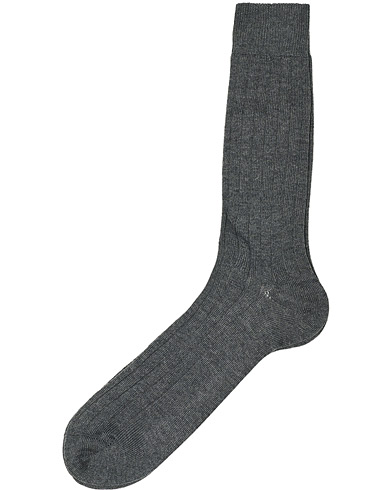 Bresciani Wool/Nylon Heavy Ribbed Socks Grey