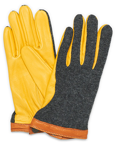 Herre | Hansker | Hestra | Deerskin Wool Tricot Glove Grey/Yellow