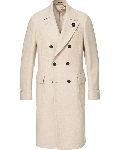  |  Double Breasted Basket Weave Wool Coat Creme
