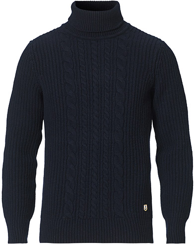 Herre |  | Armor-lux | Cable Knit Turtleneck Navy
