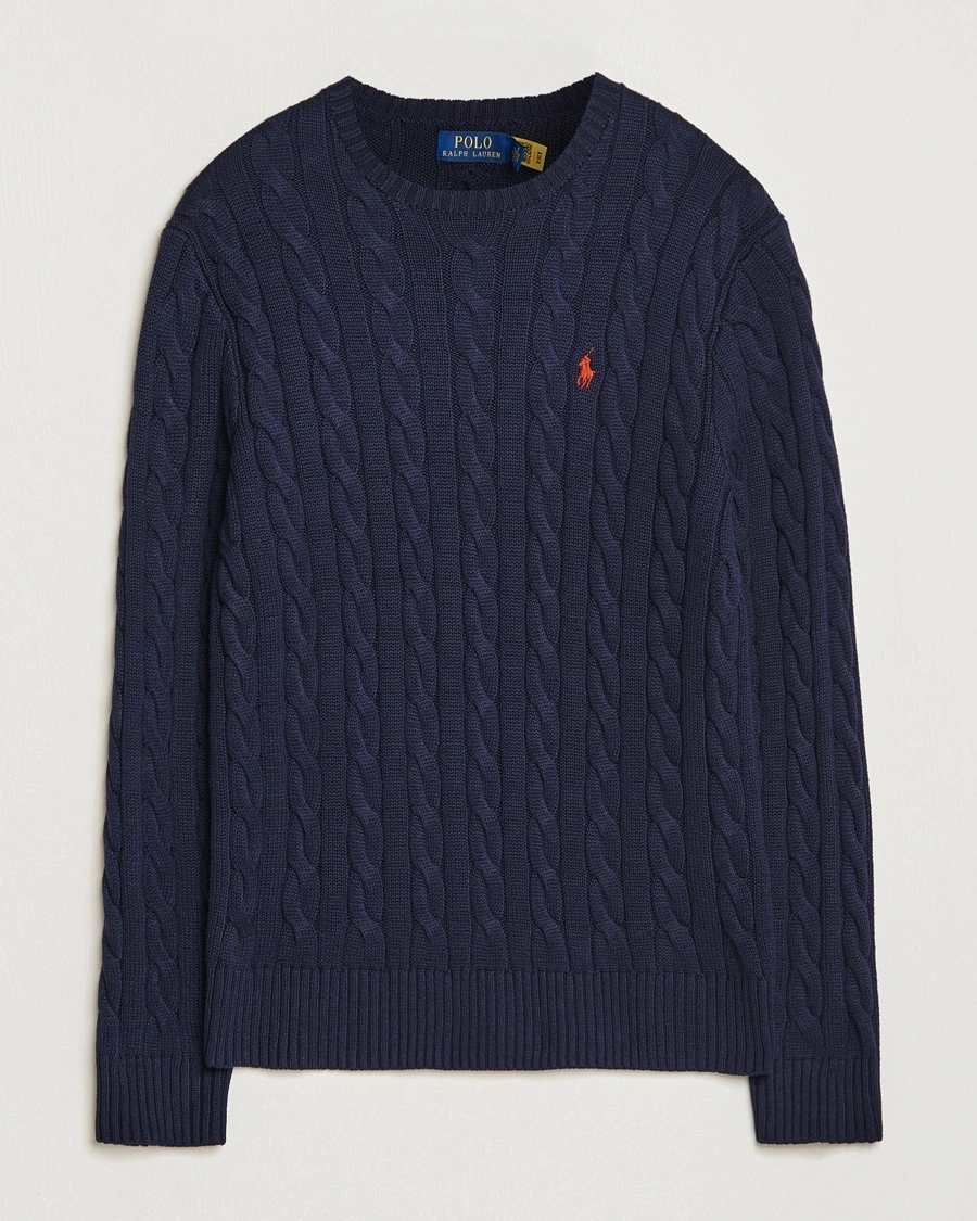 Polo Ralph Lauren Cotton Cable Pullover Hunter Navy – Blå