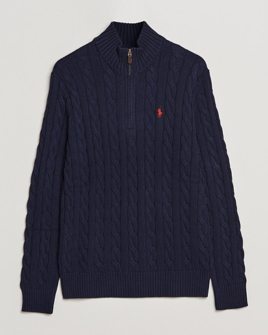 Herre | Gensere | Polo Ralph Lauren | Cotton Cable Half Zip Sweater Hunter Navy