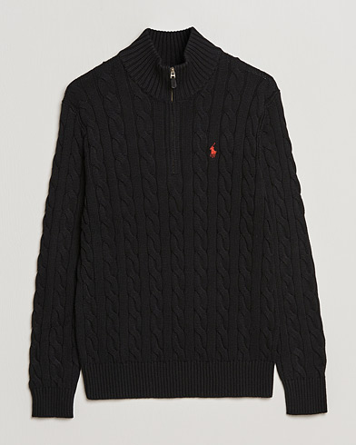 Herre | Gaver | Polo Ralph Lauren | Cotton Cable Half Zip Sweater Black