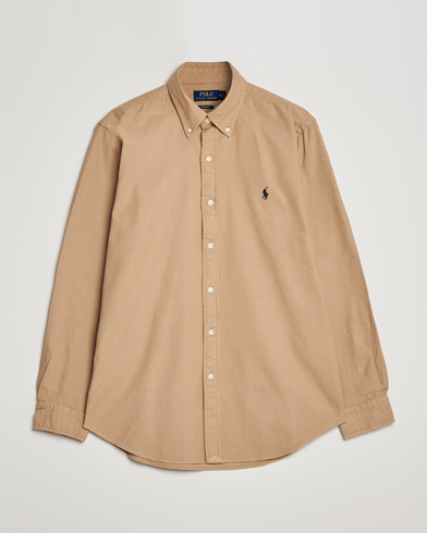 Herre | Preppy Authentic | Polo Ralph Lauren | Custom Fit Brushed Flannel Shirt Vintage Khaki