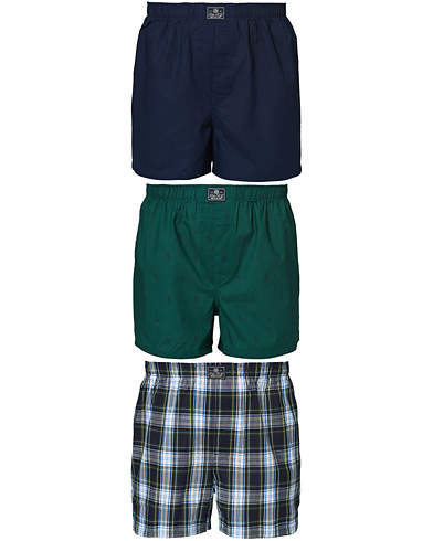 Polo Ralph Lauren 3-Pack Woven Boxer Green/Evergreen/Navy