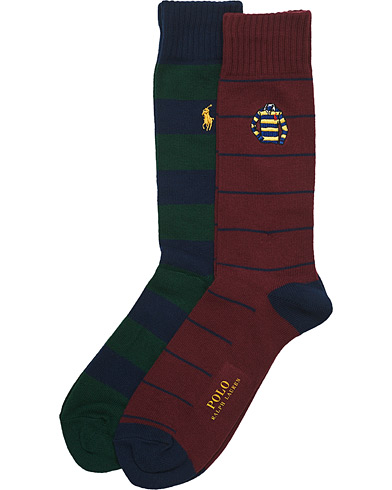 Herre | Vanlige sokker | Polo Ralph Lauren | 2-Pack Embroidered Rugby Shirt Socks Wine