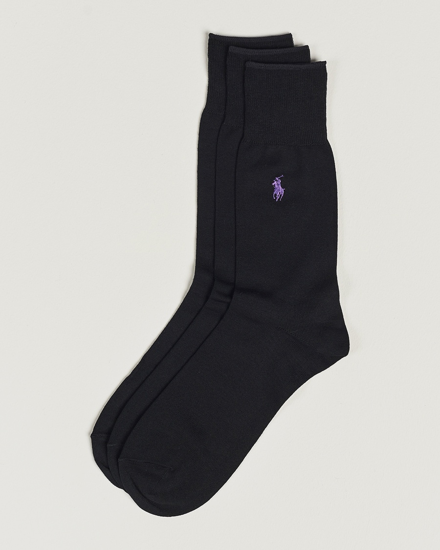Herre | Sokker | Polo Ralph Lauren | 3-Pack Mercerized Cotton Socks Black
