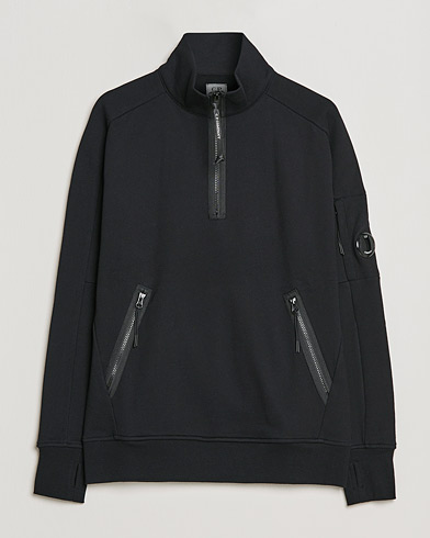 Herre | C.P. Company | C.P. Company | Diagonal Raised Fleece Half Zip Lens Sweatshirt Black