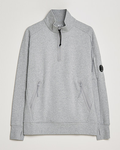 Herre | Hettegensere | C.P. Company | Diagonal Raised Fleece Half Zip Lens Sweatshirt Grey Mel