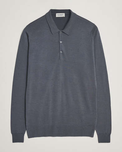 Herre | Nytt i butikken | John Smedley | Belper Extra Fine Merino Polo Pullover Slate Grey