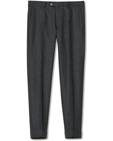 Oscar Jacobson Denz Turn Up Flannel Trousers Charcoal