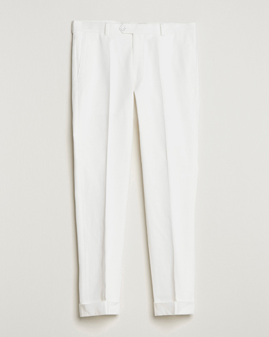 Herre | Klær | Oscar Jacobson | Denz Brushed Cotton Turn Up Trousers Off White