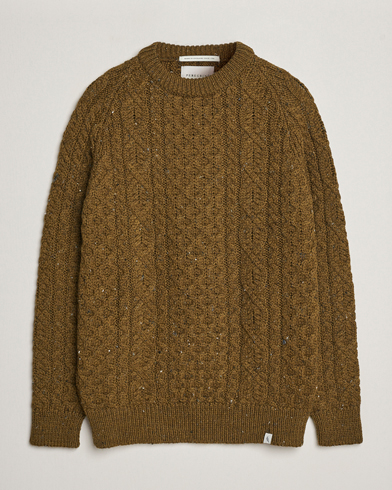 Herre | Strikkede gensere | Peregrine | Hudson Wool Aran Knitted Jumper Khaki