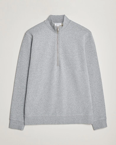 Herre | Sweatshirts | Sunspel | Loopback Half Zip Sweatshirt Grey Melange