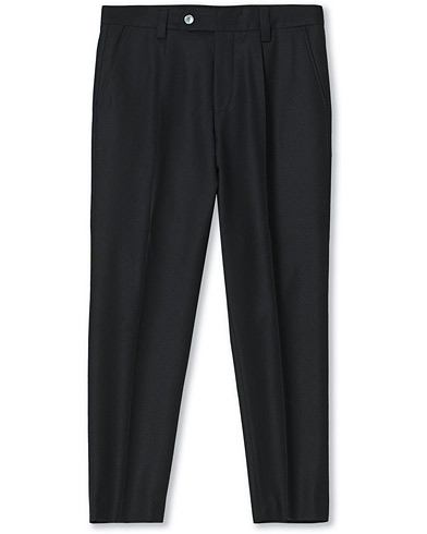 Dressbukser |  Perin Wool Flannel Pleated Trousers Black