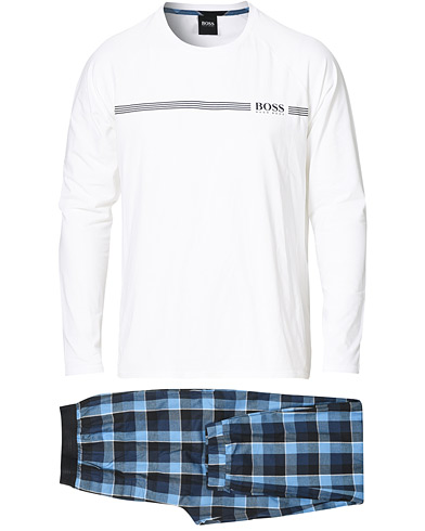 BOSS Dynamic Long Sleeve Checked Pyjama Set Aqua