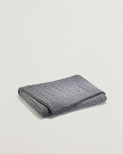 Ralph Lauren Home Cable Knitted Cashmere Throw Heather Grey