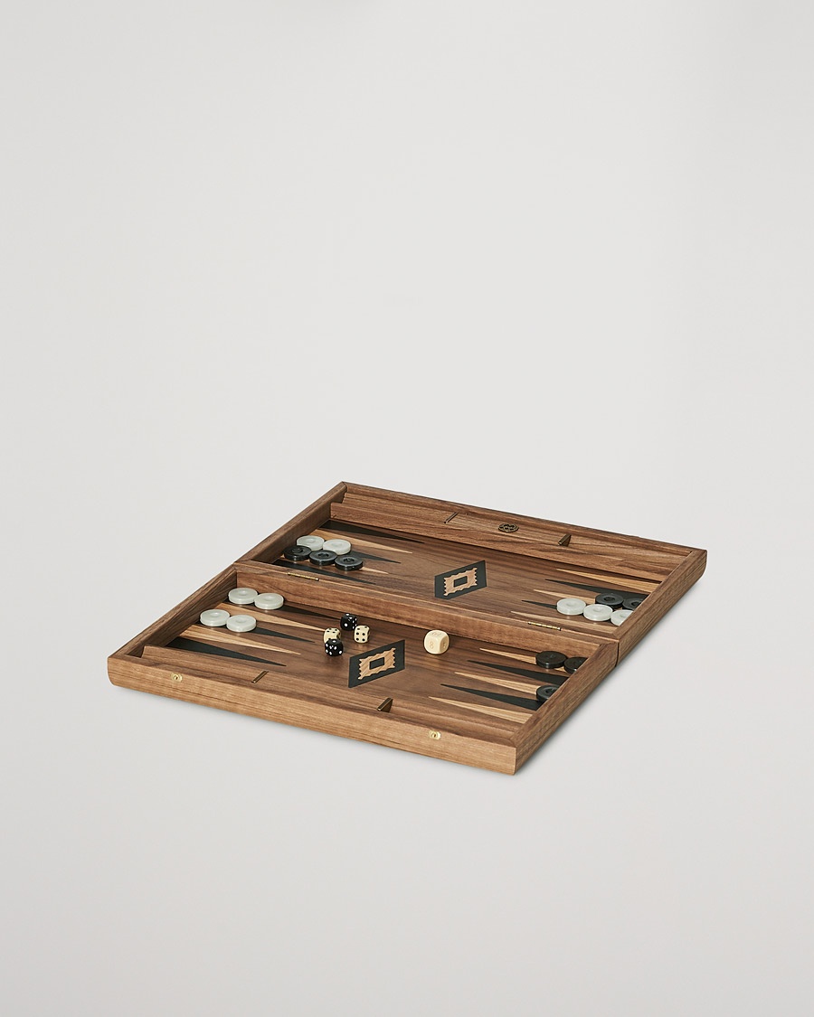 Manopoulos American Walnut Backgammon With Side Racks – Brun