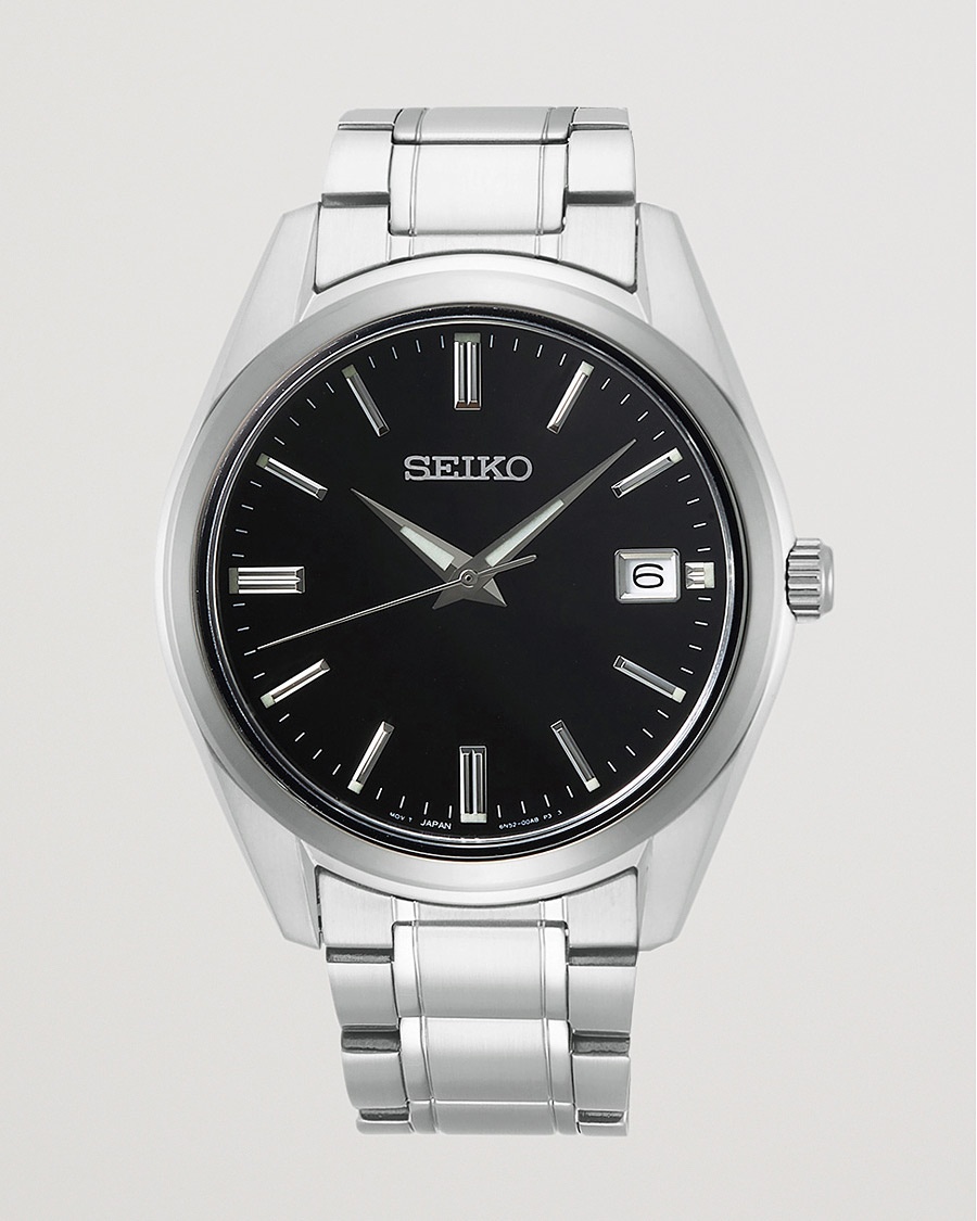 Seiko Sapphire 40mm Steel Black Dial – Sølv