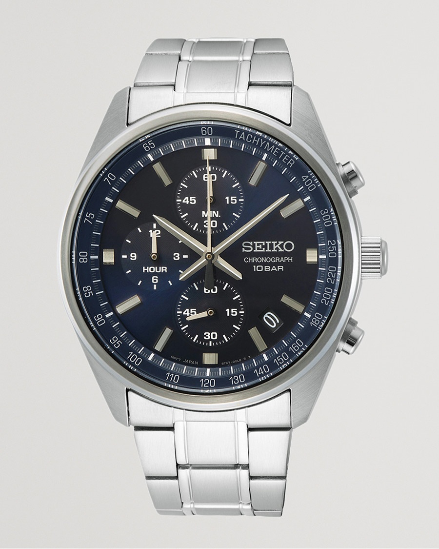 Seiko Chronograph 42mm Steel Blue Dial – Blå