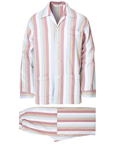 Derek Rose Brushed Cotton Flannel Striped Pyjama Set Multi