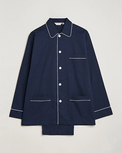 Herre | Loungewear-avdelingen | Derek Rose | Royal Piped Cotton Pyjama Set Navy