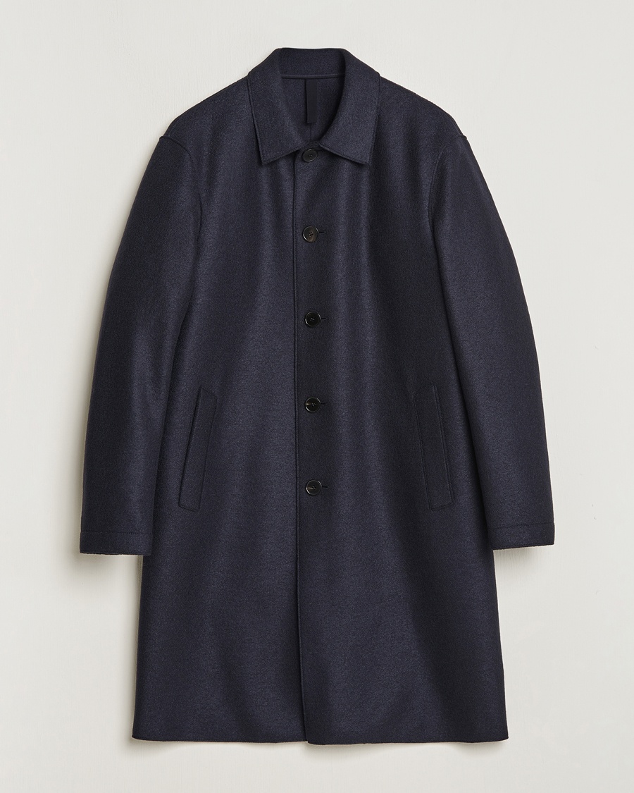 Harris Wharf London Pressed Wool Mac Coat Navy Blue Harris Wharf London Pressed Wool Mac Coat Navy Blue