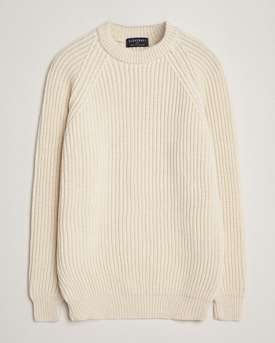 Herre | Gensere | Gloverall | Fisherman Rib Chunky Wool Crew Ecru