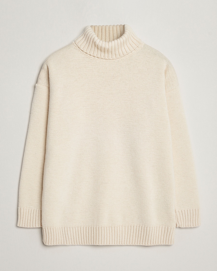 Herre | | Gloverall | Submariner Chunky Wool Roll Neck Ecru