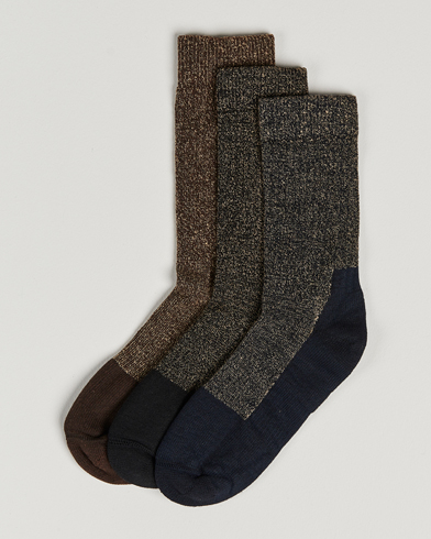 Herre | Red Wing Shoes | Red Wing Shoes | Wool Deep Toe-Capped Crew 3-Pack Brown/Navy/Black