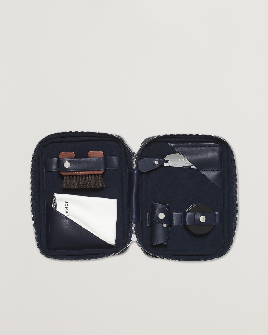 John Lobb Shoe Care Travel Case Navy – Blå