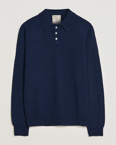 Herre |  | People's Republic of Cashmere | Cashmere Long Sleeve Polo Navy