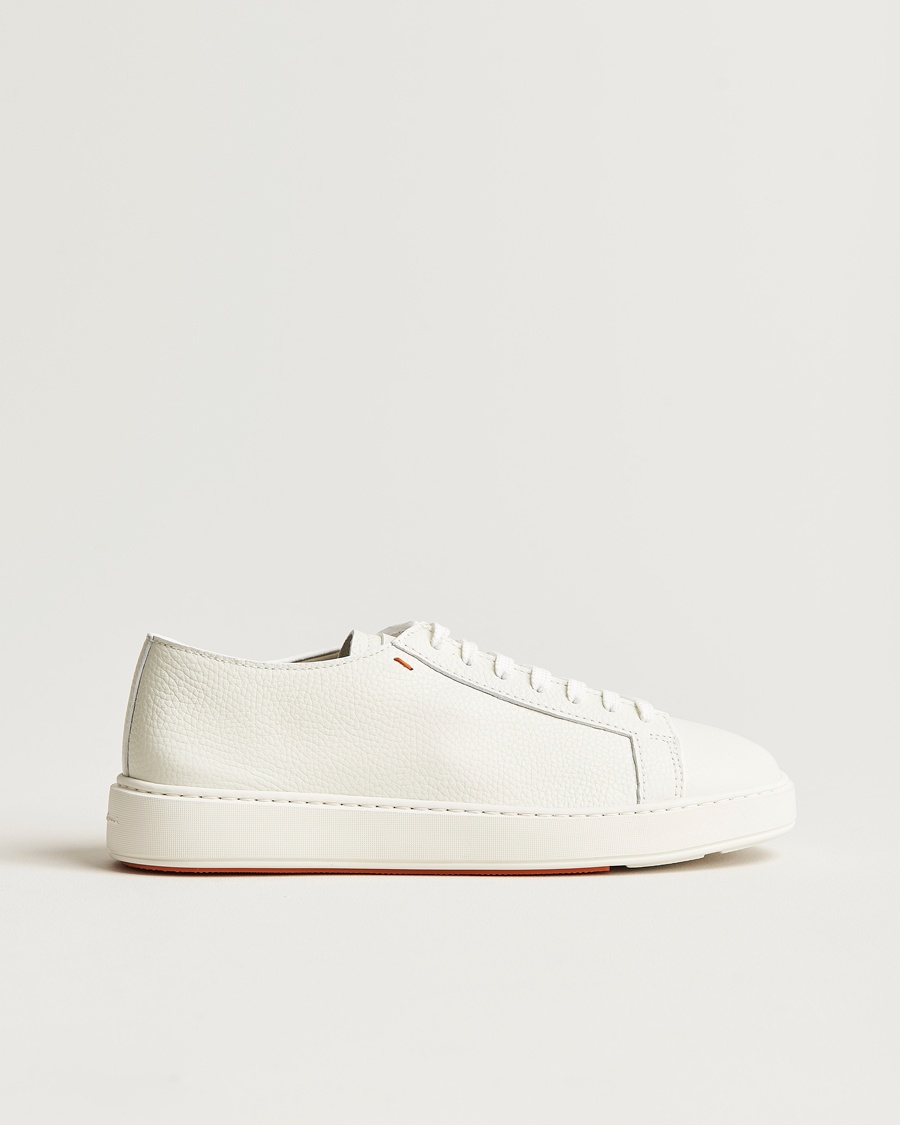Santoni Low Top Grain Leather Sneaker White Calf – Hvit