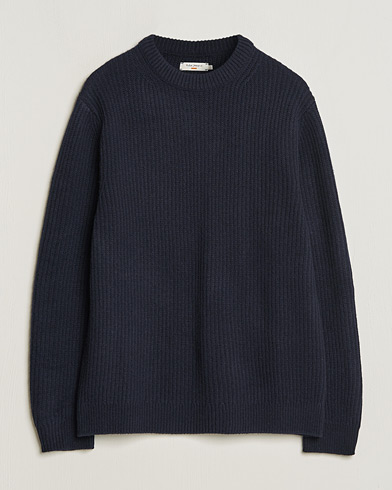 Herre |  | Nudie Jeans | August Wool Rib Knitted Sweater Navy