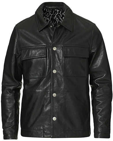  |  Lenox Lambsnappa Leather Overshirt Black