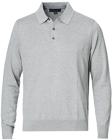 Preppy Authentic |  Cotton/Silk Knitted Polo Heather Grey