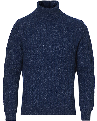 Preppy Authentic |  Cable Knit Turtleneck Navy Marl