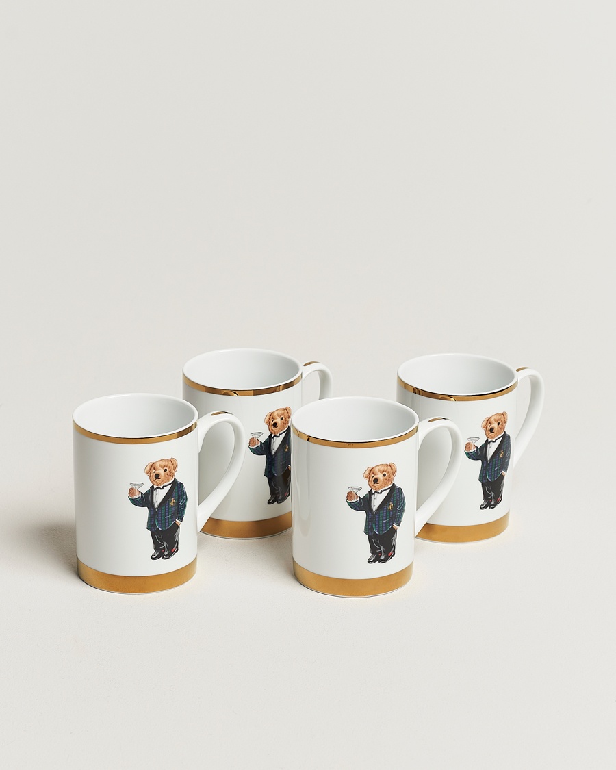 Herre | | Ralph Lauren Home | Thompson Bear Porcelain Mug Set 4pcs White/Gold