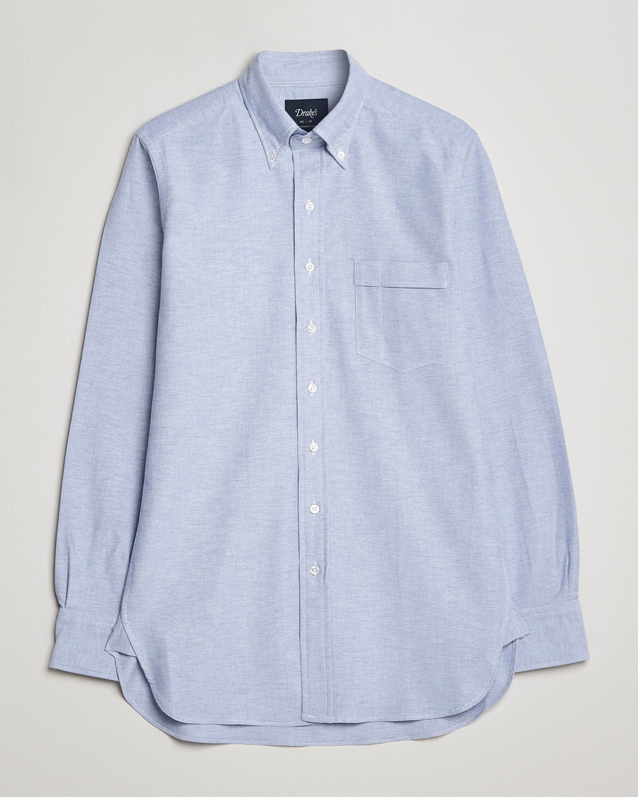 Herre | | Drake's | Button Down Oxford Shirt Blue