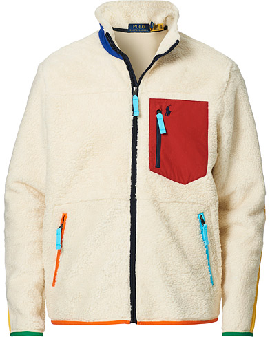 Genser |  Bonded Sherpa Full-Zip Sweater Cream Multi